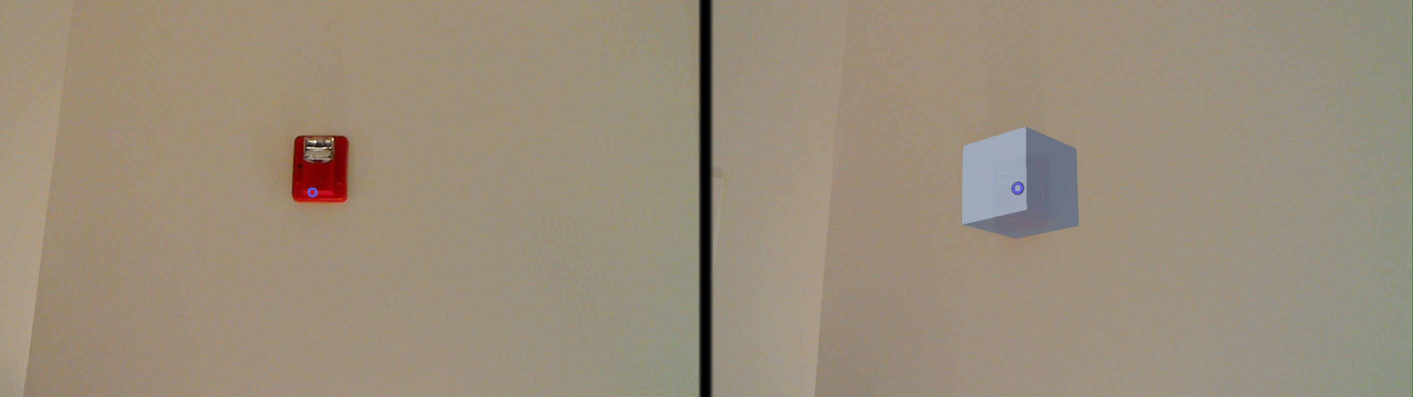 Figure 14: The fire alarm is blocked by a cube.