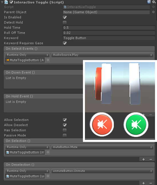 Figure 19: InteractiveToggle script view on Unity.